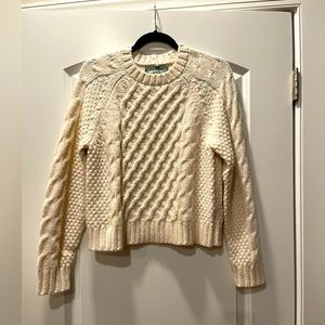 Brand New cream colored cable knit sweater. Size small. Non smoking home.